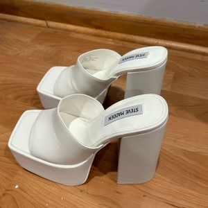 Steve Madden Trixie White Leather Platform Heels
